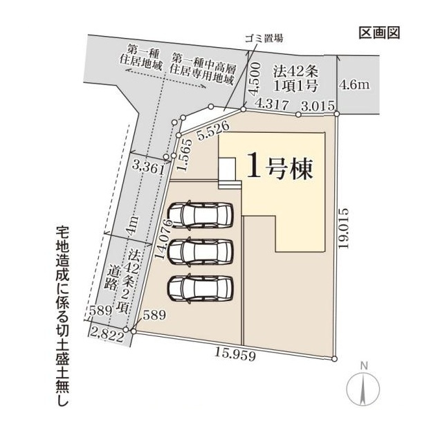 笠間市岩間駅西第3　新築戸建　1号棟の区画図