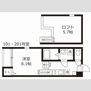 ハーモニーテラス鶴田Ⅱ　名古屋市賃貸　仲介手数料無料の間取り