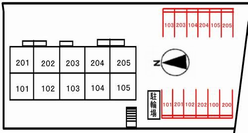 メゾンコンフォートの区画図|駐車場