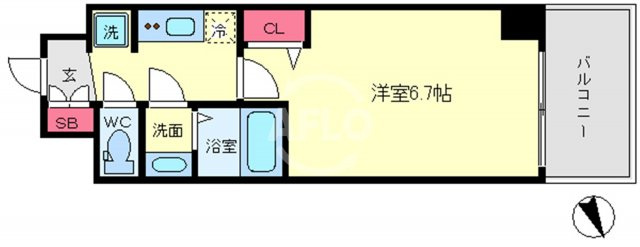 プレサンスOSAKA DOMECITYクロスティの間取り|プレサンスOSAKA DOMECITYクロスティ（プレサンスオオサカドームシティクロスティ）　間取り