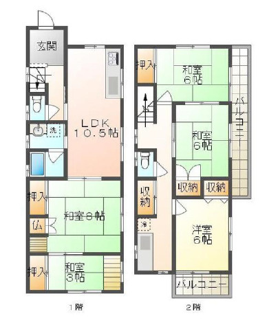 住吉山手9丁目貸家の間取り