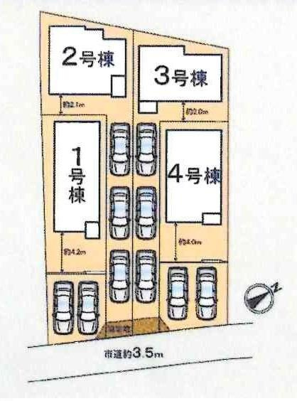 豊川御津町広石第1期　全4棟・2号棟の区画図