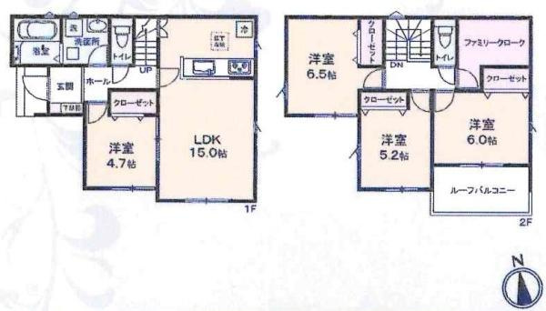 蒲郡上本町第1期　全11棟・4号棟の間取り|間取り図です