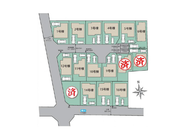 【区画図】 | 西東京市泉町3丁目　新築一戸建住宅　全16棟　(保谷店) | 1号棟/周辺施設充実！全16区画の大型開発分譲地内。2台駐車できセカンドカーをお持ちの方にもオススメです(車種によります)。※図面を基に作成しています。現況と異なる場合は現況を優先いたします。