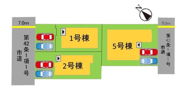 福岡市東区三苫2丁目第6-3棟(1号棟)の区画図|配置図(1号棟)