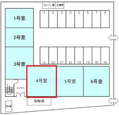 野洲市冨波乙の店舗事務所の区画図