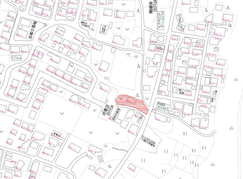 都城市志比田町の売地の土地図