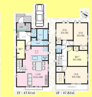 【間取り】 | 船橋市新高根三丁目　新築分譲住宅A号棟 | 船橋市新高根３丁目　A号棟　３LDK＋２納戸