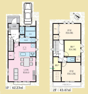 【間取り】 | 船橋市新高根三丁目　新築分譲住宅B号棟 | 船橋市新高根３丁目　B号棟　2LDK＋２納戸