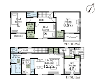 【間取り】 | 川口市上青木西1丁目　全2棟 | 4LDK＋カースペース2台分♪