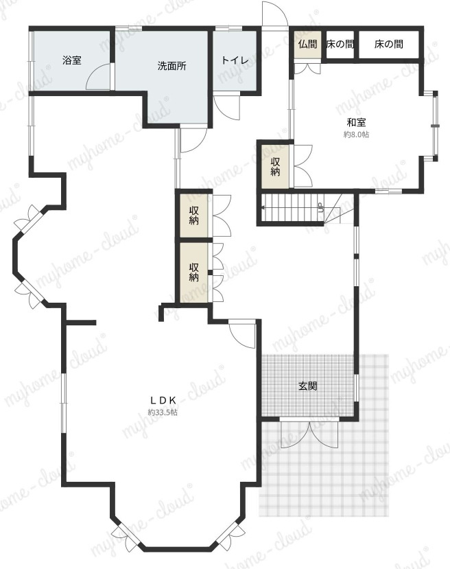 倉敷市生坂　中古戸建の間取り|１階間取り図