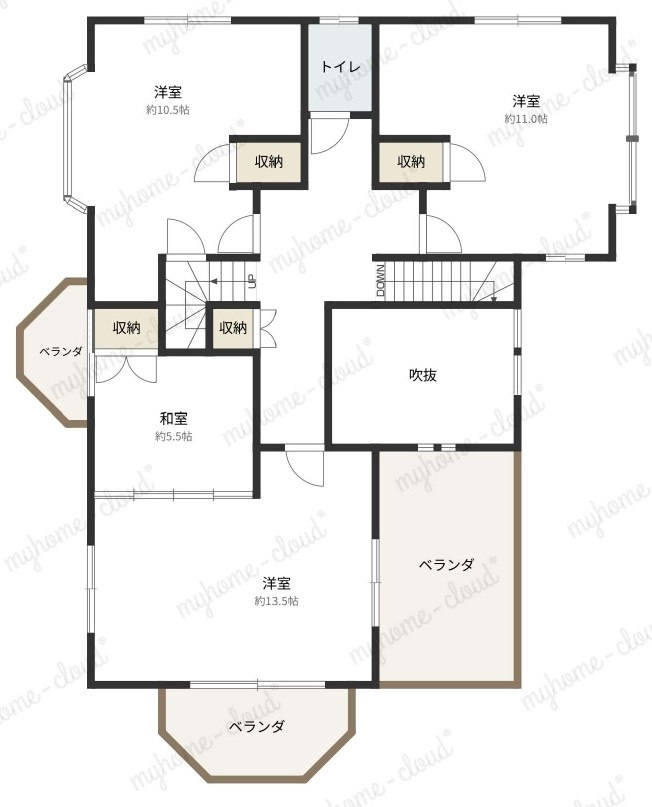 倉敷市生坂　中古戸建の間取り|２階間取り図