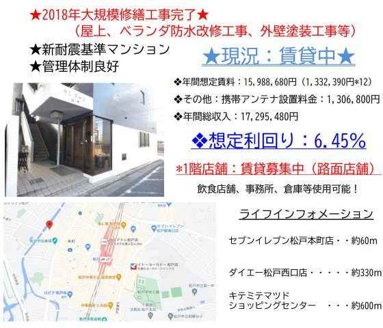 ランドール松戸　「松戸駅徒歩4分」　「2018年大規模修繕完了済」　☆弊社仲介特典あり！の地図