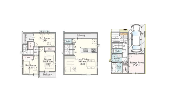 さいたま市北区盆栽町535番　新築一戸建て　ハートフルタウン　Aの間取り|さいたま市北区盆栽町535番　新築一戸建て　ハートフルタウン　A、3LDKS、土地面積60.20m2、建物面積90.25m2
