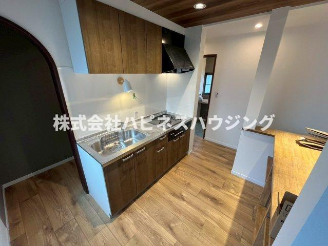 ペット多頭飼い戸張アンティークモダンリノベ戸建のキッチン