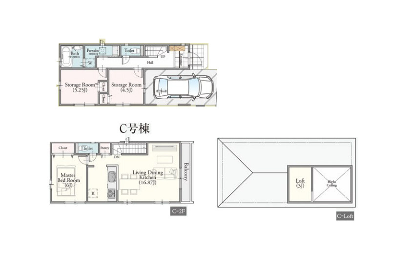 さいたま市北区盆栽町535番　新築一戸建て　ハートフルタウン　Cの間取り|さいたま市北区盆栽町535番　新築一戸建て　ハートフルタウン　C、1LDK2S、土地面積75.42m2、建物面積79.70m2