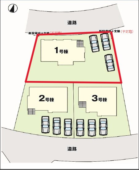 ～LIGARE～小山市城西2期　１号棟の区画図|１号棟　土地面積：256.28㎡（77.52坪）