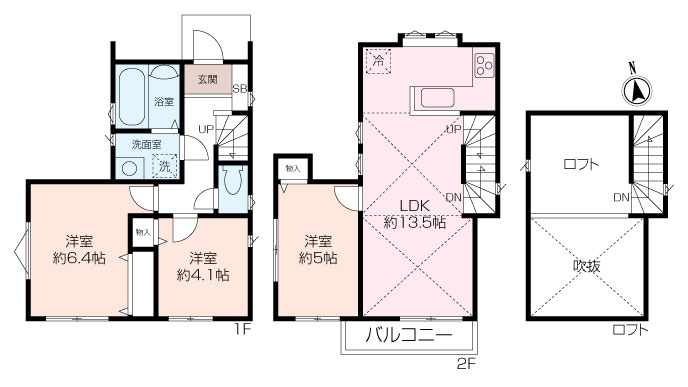 南側お庭付き×開放的な吹抜け～西富２丁目新築戸建の画像