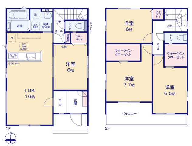 アーバンスタイル渋川市石原１期　2号棟の間取り|収納充実♪南向きの3LDKで陽当たり良好な間取りです！
土地面積211.74㎡、建物面積107.12㎡で十分な広さです！