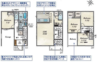 【間取り】 | 新築戸建　明石市松江 | ４ＬＤＫ＋２WIC＋カースペース
