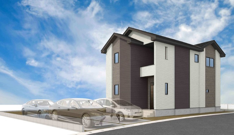 ～LIGARE～小山市城西2期　３号棟の完成予想図|３号棟　完成予想図　カースペース3台可能です。