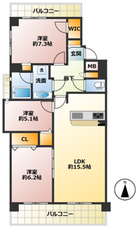【間取り】 | ダイアパレスリバーサイド府中是政