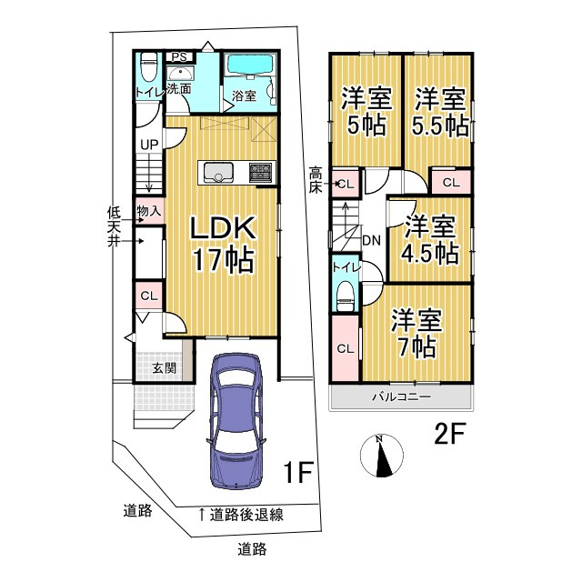 大将軍坂田町 1期1号 新築戸建の間取り