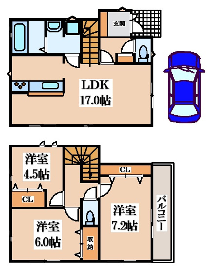 【間取り】 | 上之島町南７丁目貸家