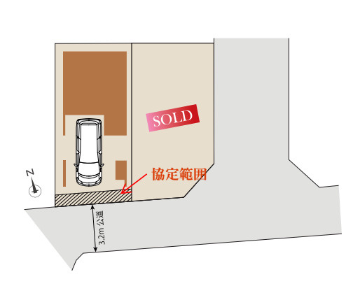 藤沢市宮前　新築戸建　全2棟1号棟の区画図