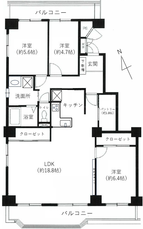 幕張ファミリーハイツ１号棟の間取り