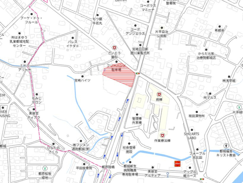 都城市志比田町の売地の土地図