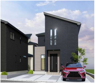 グラファーレ前橋市関根町　1号棟の完成予想図|関根町に全3棟の住宅を建築中です。
お客様のご都合に合わせて同仕様の物件もご見学頂けます♪
グラファーレはお洒落なデザインでおススメです☆