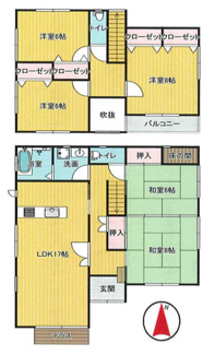 【間取り】 | 川西市丸山台３丁目中古戸建 | ファミリー様に嬉しい５LDKの間取りです♪南向きで陽当たり良好です！１