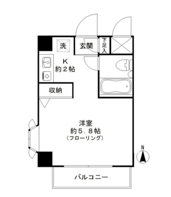 エトワール桜新町　南向き　保証人不要　南西角住戸の間取り