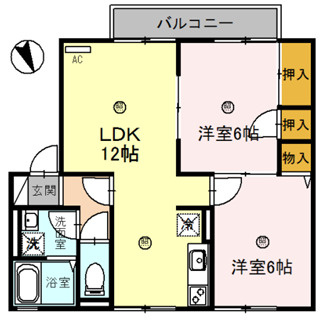 姫路市田寺６丁目のハイツの間取り