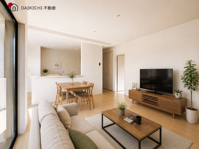 【居間・リビング】 | 加須市南大桑　Livele Fine　新築戸建　全7棟　3号棟 | ※CGで加工しています。※家具付き販売ではございません。