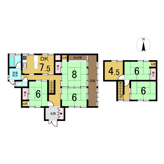 出石町寺町　中古戸建　6DKの間取り