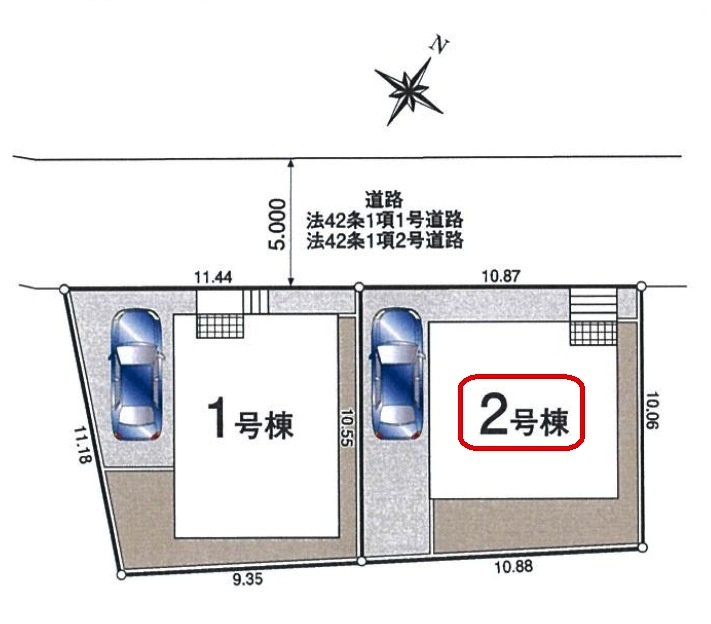 東村山市青葉町1丁目・全2棟　新築一戸建　2号棟の区画図|【全2棟・2号棟】土地面積112.16平米（約33.92坪）
