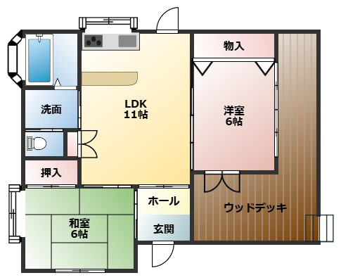 【間取り】 | 鉾田市上幡木　2LDK　平屋