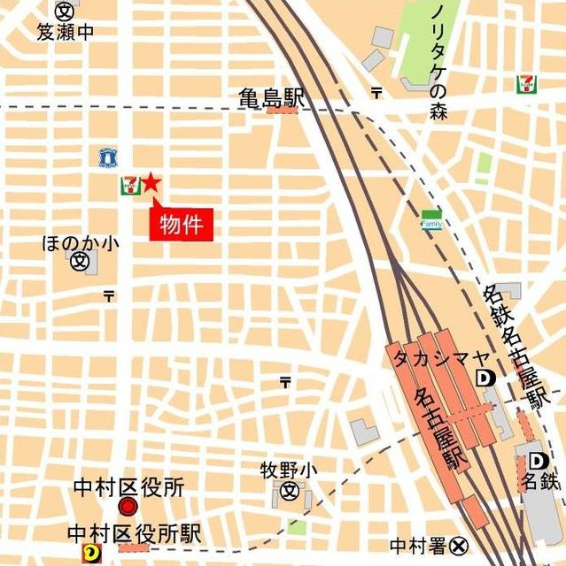 アリエッタＮａｇｏｙａの地図|同間取り画像使用
実際のお部屋と色などが異なる場合がございます。