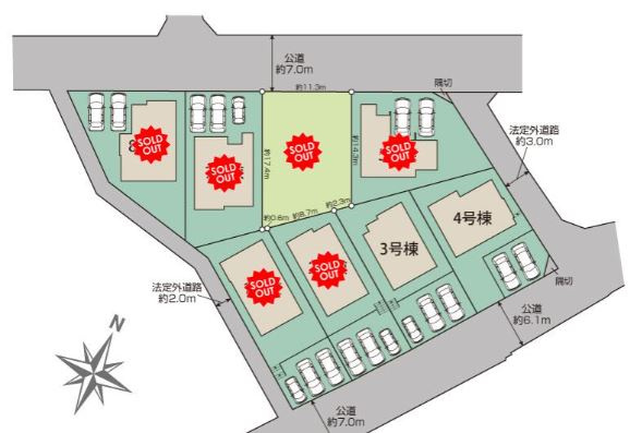 【区画図】 | 糟屋郡志免町王子2丁目　4号棟（全8棟）【仲介手数料無料・0円】 | 区画図です。2号棟