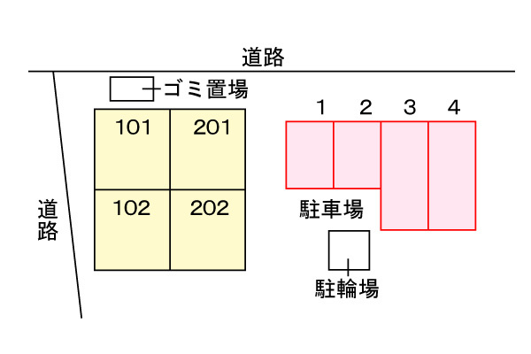 ミニヨン　ヴィラの駐車場|駐車場