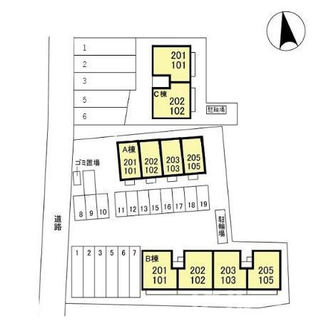 セジュールかきざき Bの区画図
