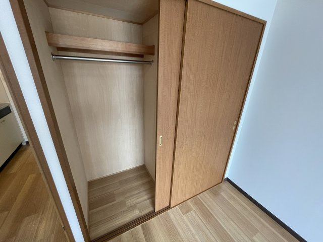 収納スペースです。2段になっておりお洋服も掛けられます。隣も同じく収納スペースです