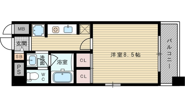 1Kの間取りです