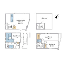 【間取り】 | 屋上ルーフバルコニー+車庫付3LDKプラン（建物面積94.02平米）