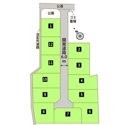 古河市大堤全１２区画◆全体区画図