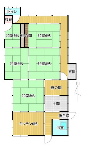 串間市大字都井　築約100年の古民家の間取り