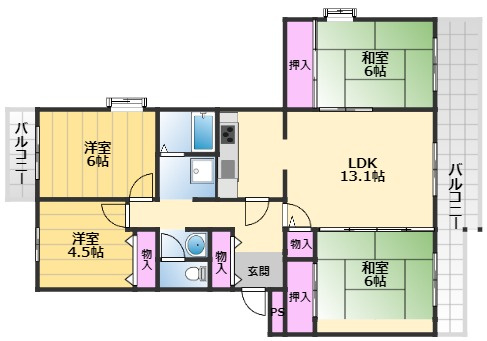 【間取り】 | いぶき野三丁目7棟