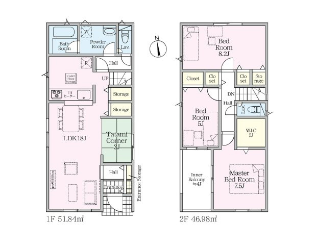 小郡市小郡第22-2棟（1号棟）の間取り|全居室収納付きで便利です。